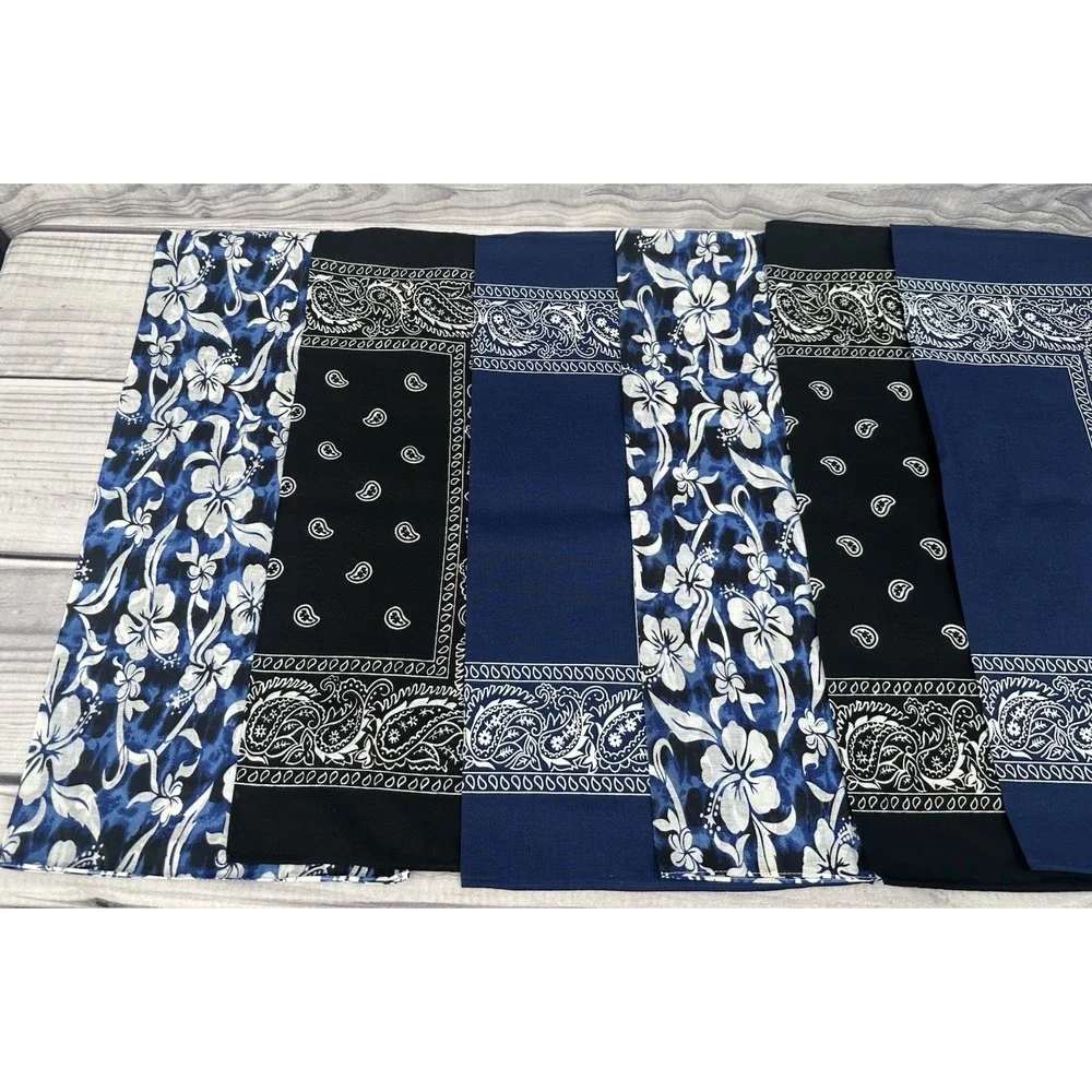 LOT OF 6 VINTAGE 100% COTTON BANDANAS / HANKERCHIEFS-MULTI COLOR-BRAND NEW ‎ *8